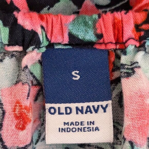 OLD NAVY, Pink Floral Boho Peasant Sleeveless Smocked Mini Dress; Size S - Picture 4 of 5